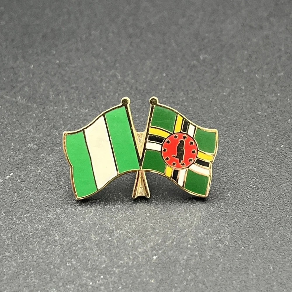 Dominica Nigeria‎ Crossed Flags Lapel Hat Pin
